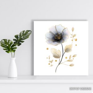Gray and Gold Flower Art