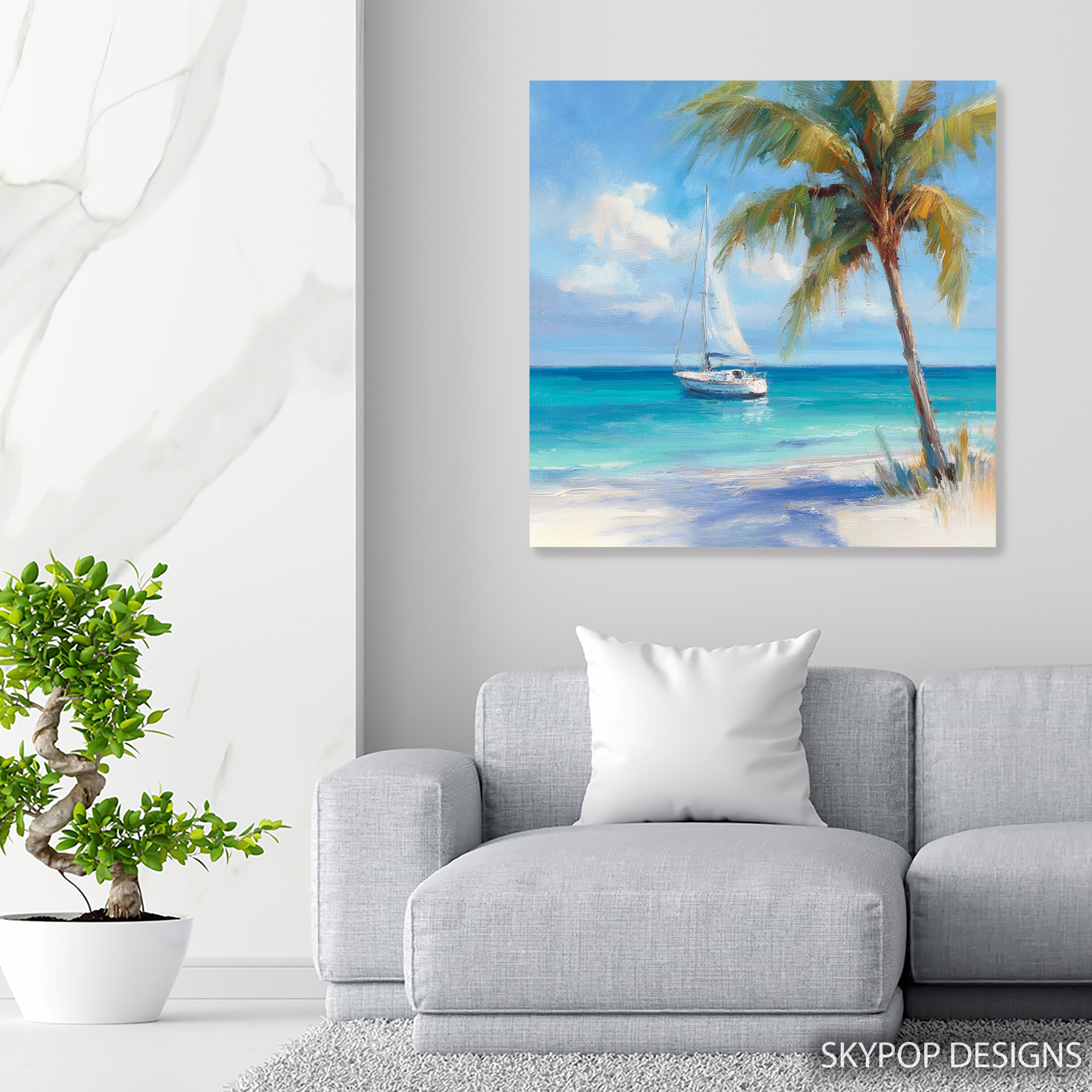 5.jpg Tropical Beach Sailboat Art