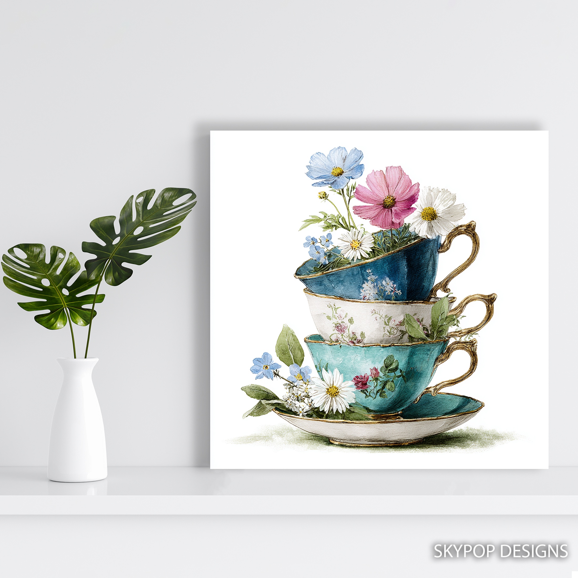 5.jpg Floral Teacup Stack Art