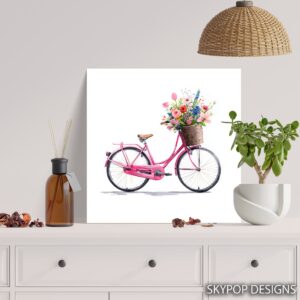 Vintage Bicycle Floral Basket Art