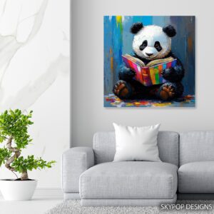 Panda Reading Book Art