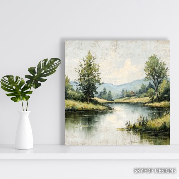 Tranquil River Landscape Art