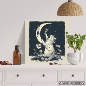 Cat Moon Butterfly Art
