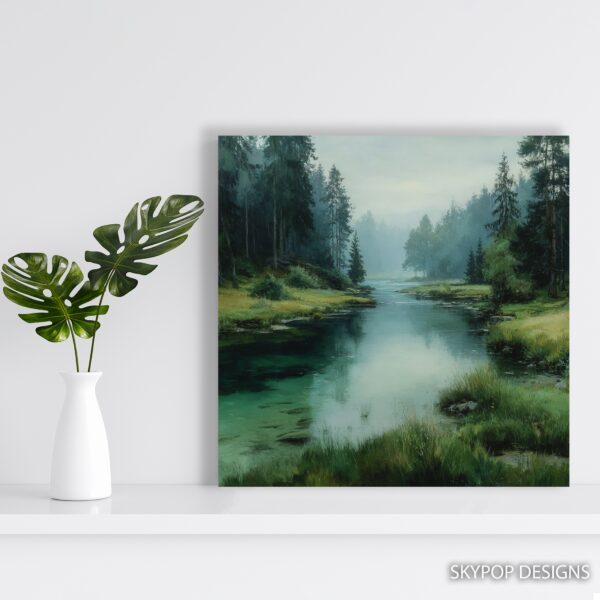 Misty Forest River Art