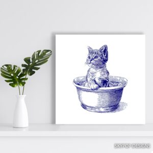 Kitten in Bowl Art