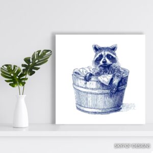 Raccoon Bath Time Art