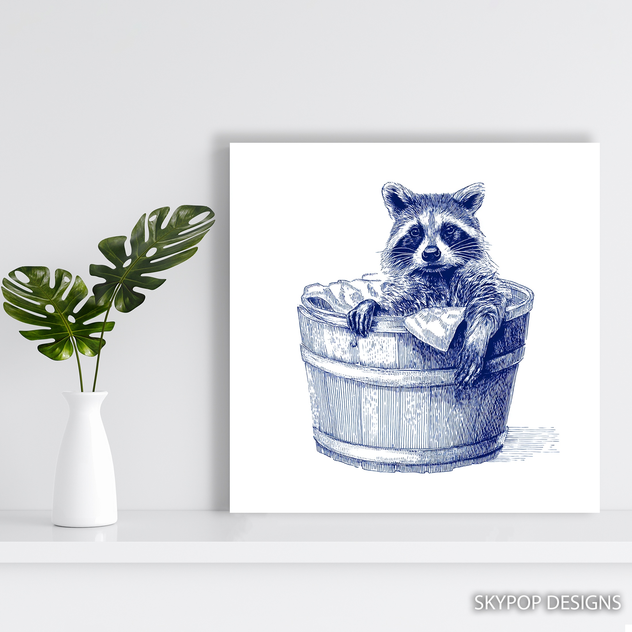 5.jpg Raccoon Bath Time Art
