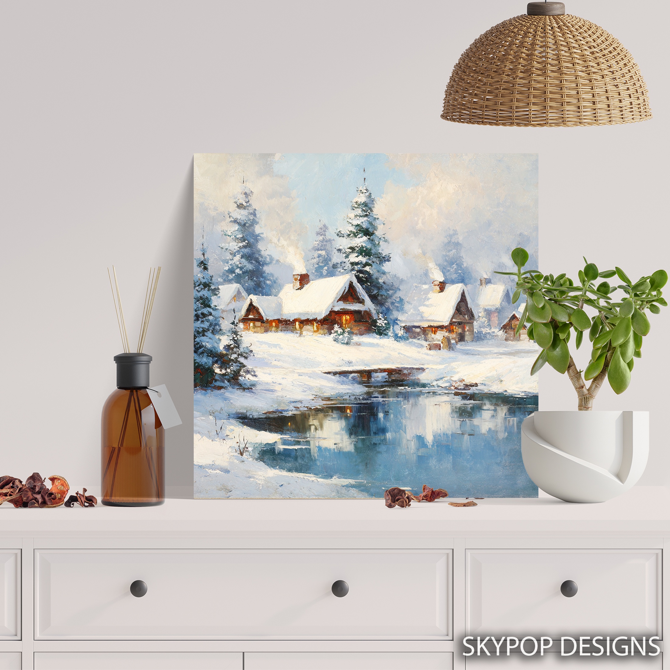 5.jpg Winter Village Reflection Art