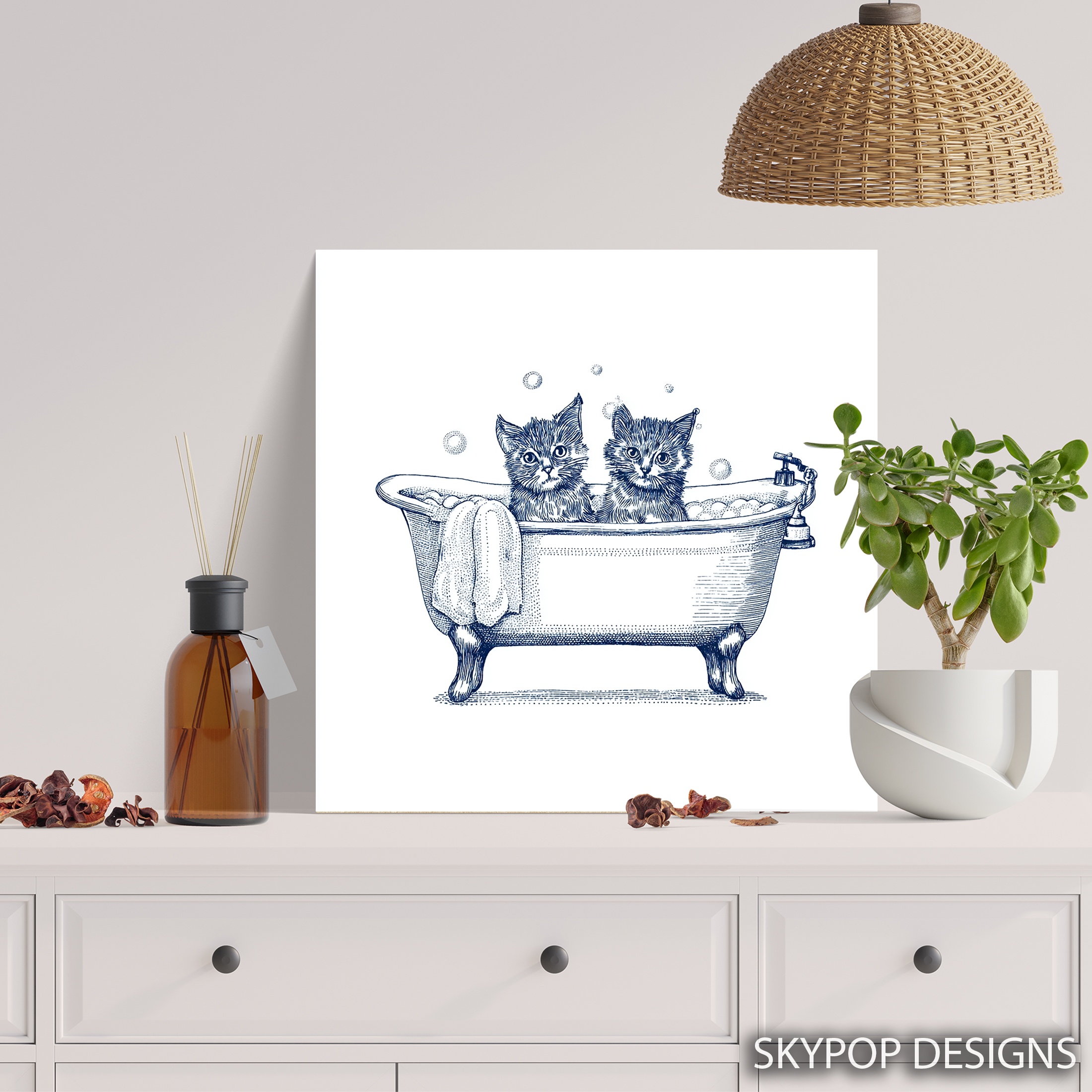 5.jpg Kitten Bath Time Art