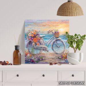 Seaside Bicycle Bloom Art