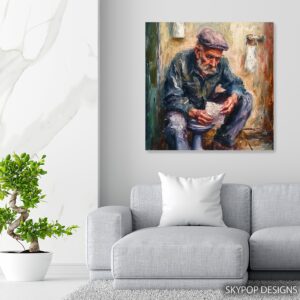 Elderly Man Reading Art