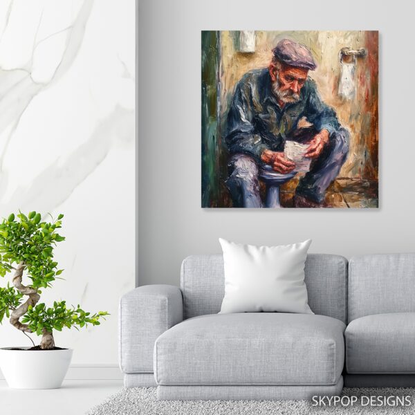 Elderly Man Reading Art