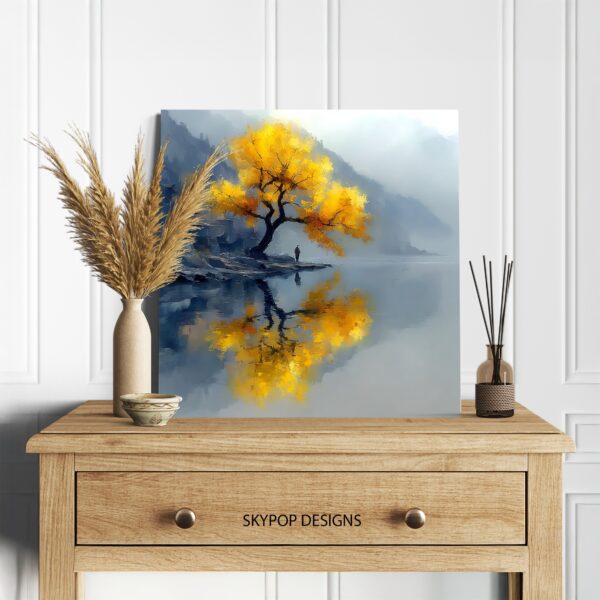Golden Tree Reflection Art