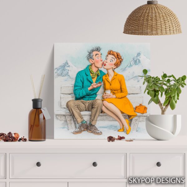 Retro Mountain Kiss Art