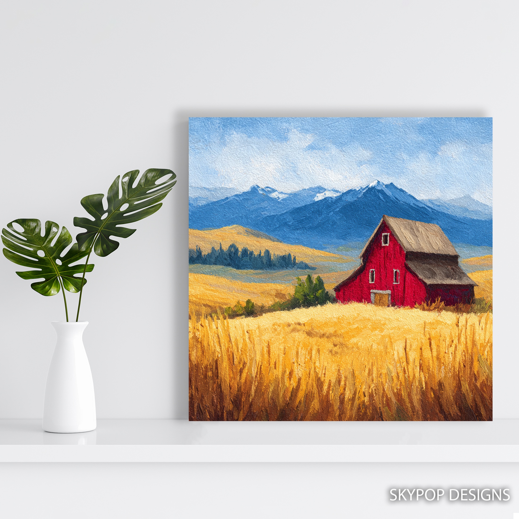 5.jpg Red Barn Mountain Landscape Art
