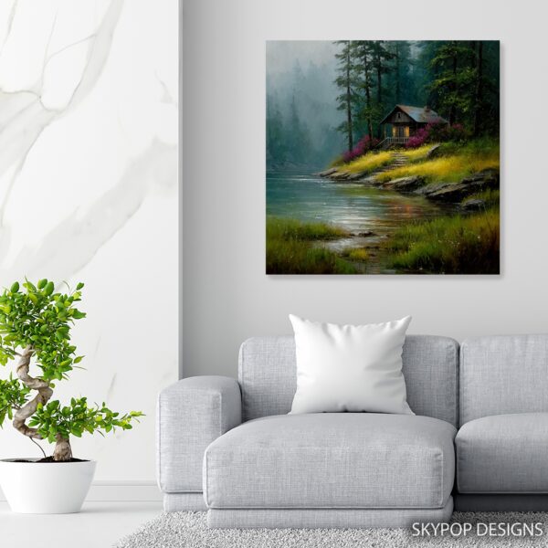 Lakeside Cabin Art