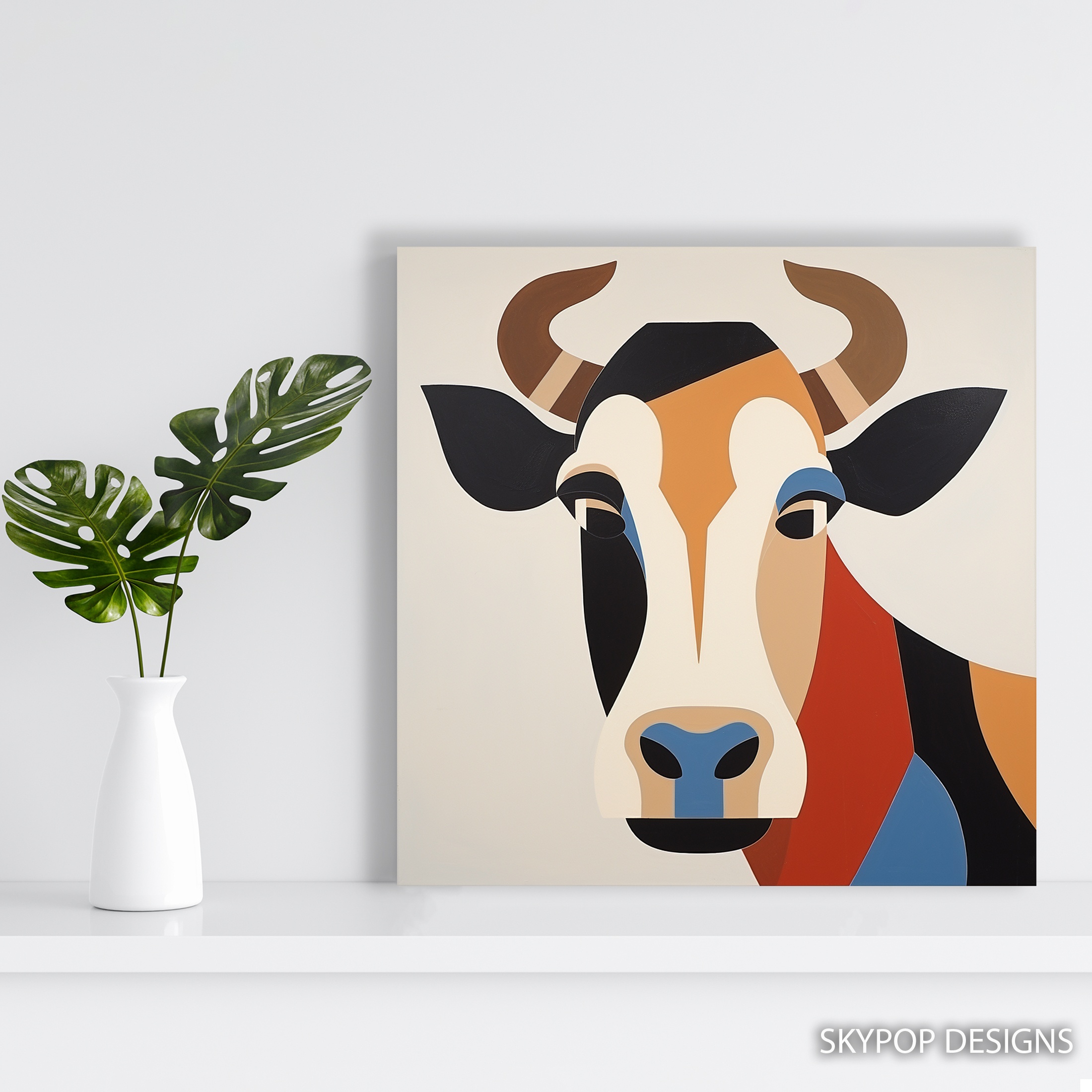 5.jpg Geometric Cow Art