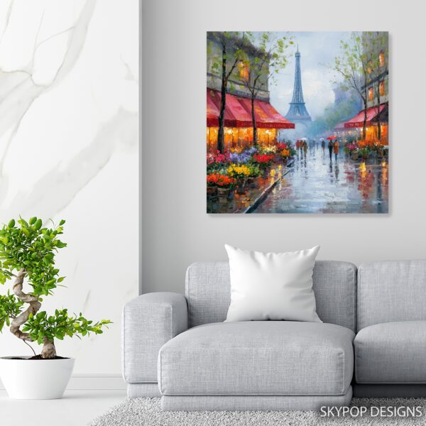 Rainy Paris Eiffel Tower Art