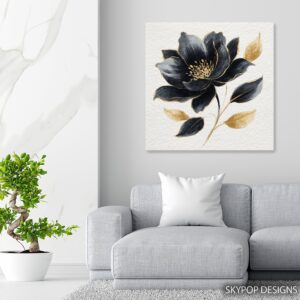 Black Gold Lotus Art