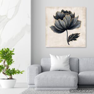 Black Gold Peony Art