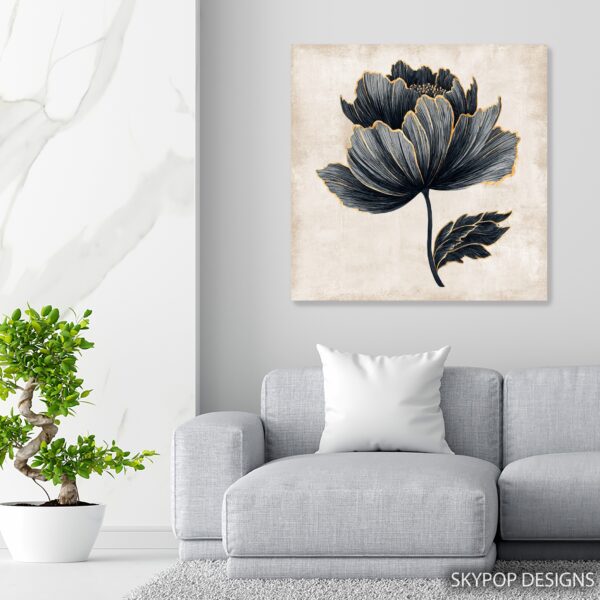 Black Gold Peony Art