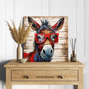 Donkey with Red Glasses Art