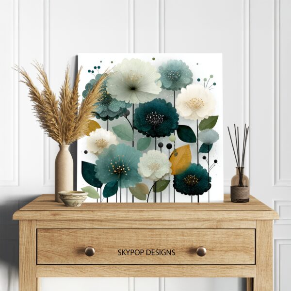 Teal Bloom Art