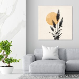 Sunset Grass Silhouette Art