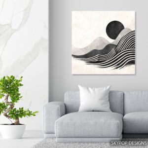 Waves and Sun Abstract Art