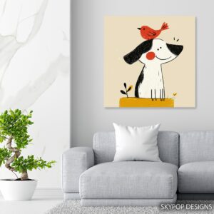 Dog and Bird Friend Art