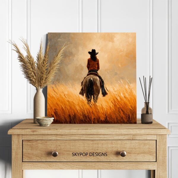 Cowgirl Sunset Ride Art
