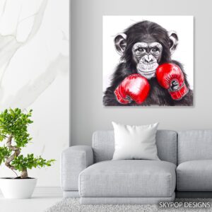 Chimpanzee Boxing Art