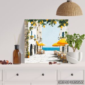 Sunny Mediterranean Cafe Art
