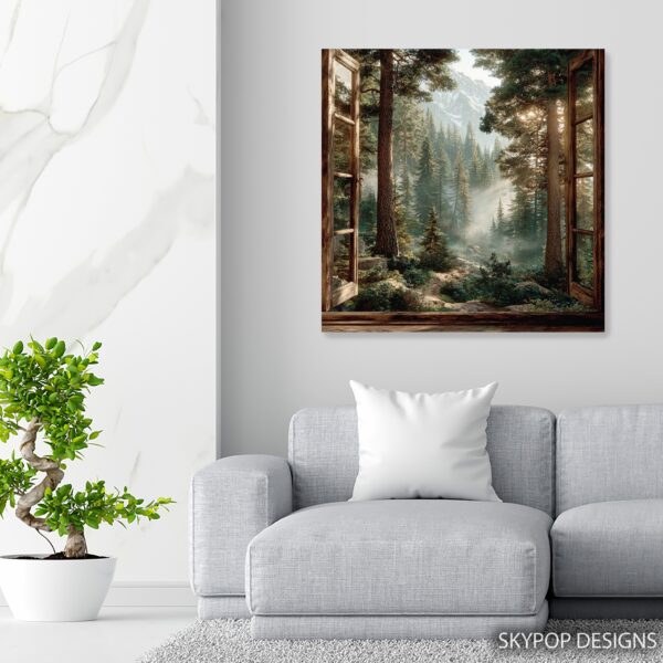 Mountain Forest Window View Art