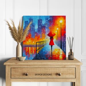 Rainy City Lights Art