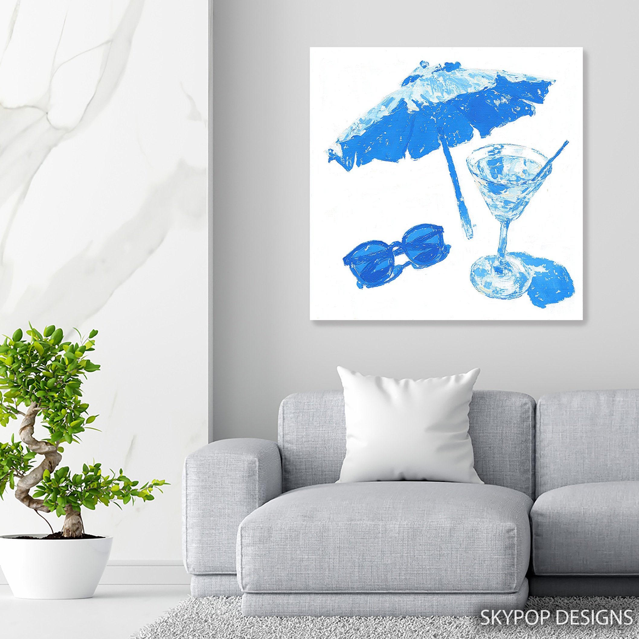 5.jpg Blue Beach Umbrella Art