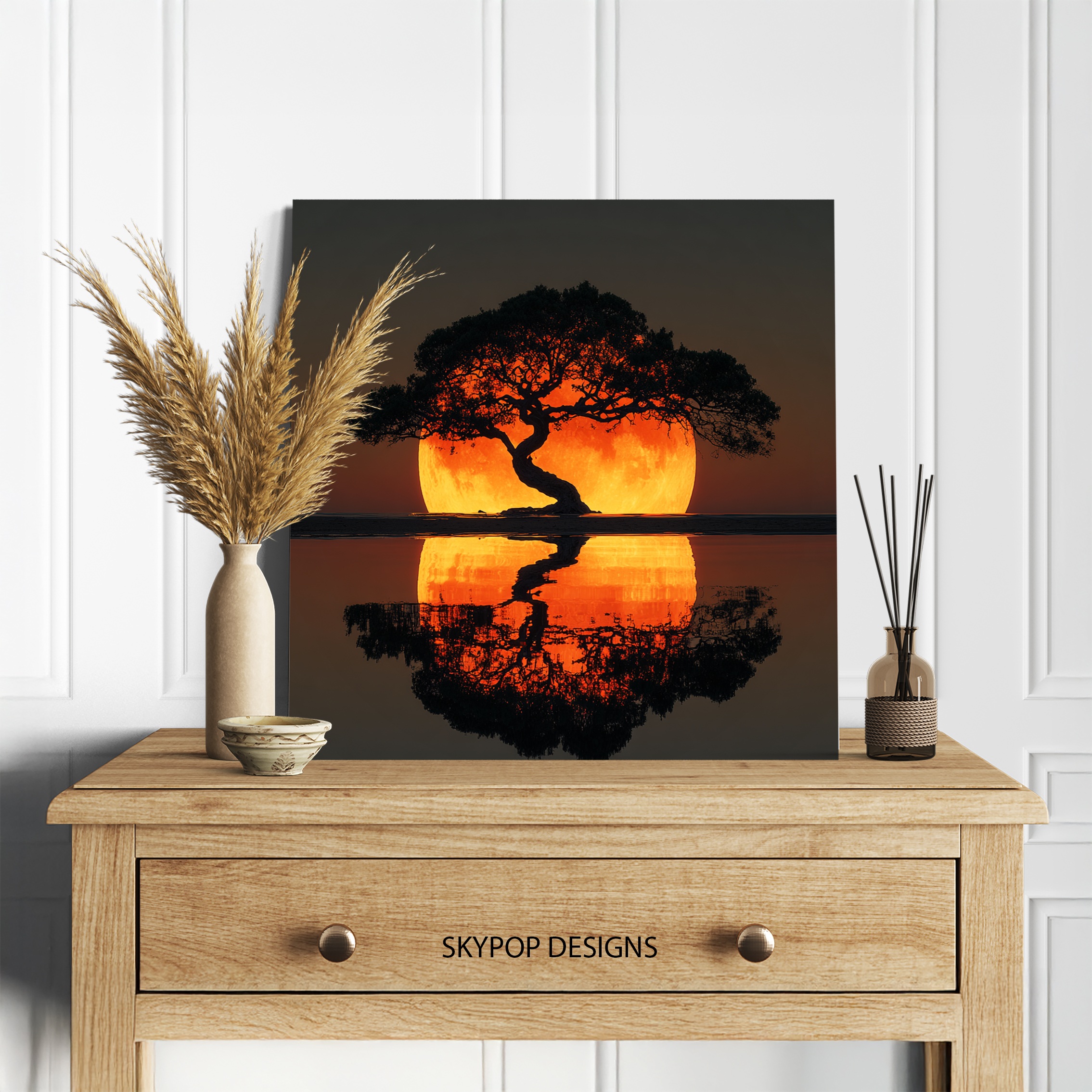 5.jpg Sunset Tree Reflection Art
