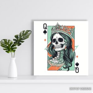 Queen of Spades Skull Art
