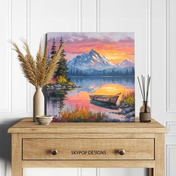 Mountain Lake Sunset Art