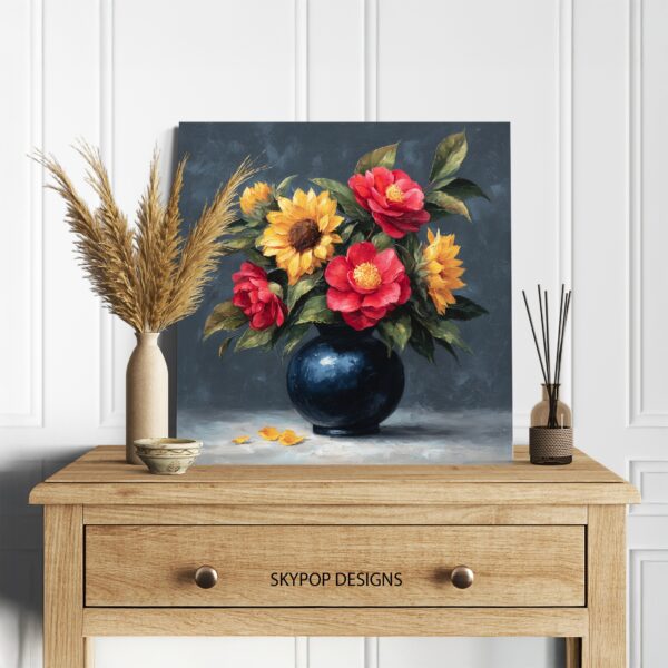 Sunflower and Rose Bouquet Art