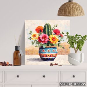 Cactus and Wildflower Bouquet Art