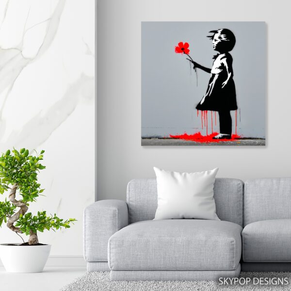 Girl with Red Flower Art