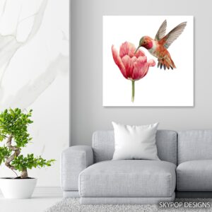 Hummingbird Tulip Art