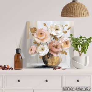 Blush and Gold Floral Art
