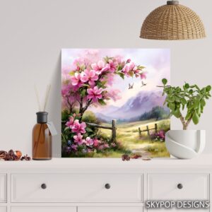 Cherry Blossom Bird Art