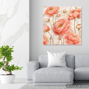 Pink Peony Bloom Art
