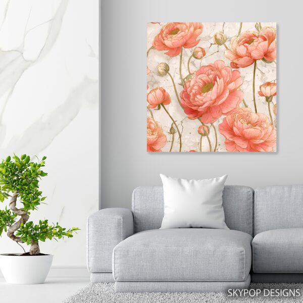 Pink Peony Bloom Art