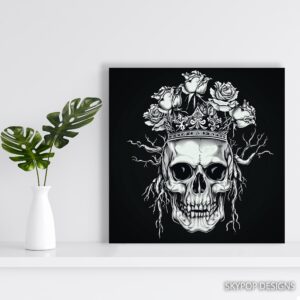 Royal Skull Rose Crown Art