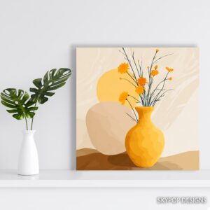 Golden Blossoms Vase Art