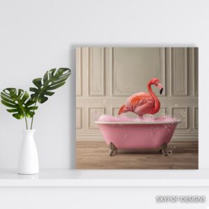 Flamingo Bubble Bath Art